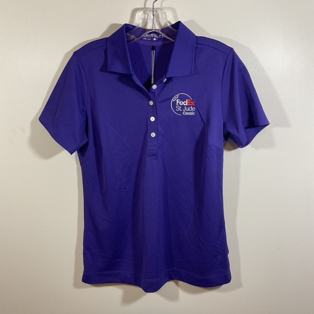 Nike Golf Womens L Purple FedEx St. Jude Classic Dri-FIT Polo Shirt Slim Sporty